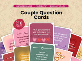 250+ Couple Question Conversation Starters Cards (Printable) & Animated Date Night Invitation (Instant Digital Email Delivery)