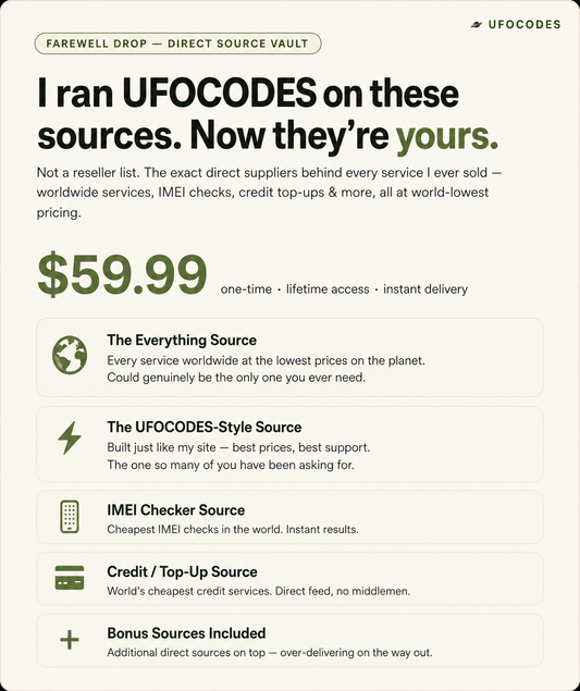 UFOCODES Source Vault — Direct Supplier Access